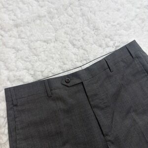 ZANELLA Wool Dress Pants Mini Check Dark Gray Straight Leg Italy Mens 35 New!